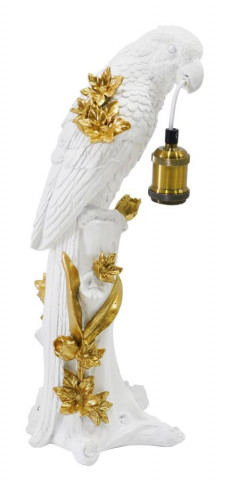 Lampa alba / aurie din rasina, 20 x 20 x 50,5 cm, soclu E27, Max 40W, Papagal Mauro Ferreti