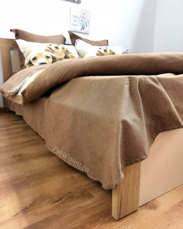 Lenjerie de pat cu 2 fete, imprimeu 3D, tesatura tip finet, pat 2 persoane, maro, 6 piese, A2-07 - Img 4