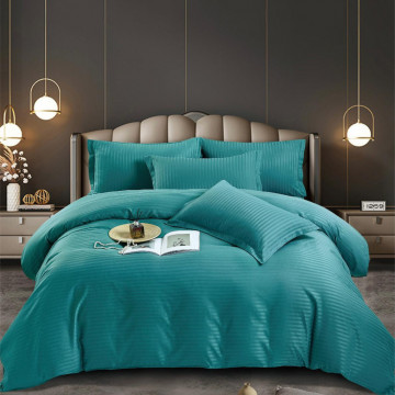 Lenjerie de pat, damasc, pat 2 persoane, turquoise, 6 piese, Jo-Jo - Img 1