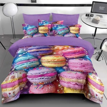 Lenjerie Finet 3D 6 Piese | Model Macarons Colorat | Pat 2 Persoane | Imprimeu Digital Realist Johnny Home Pucioasa