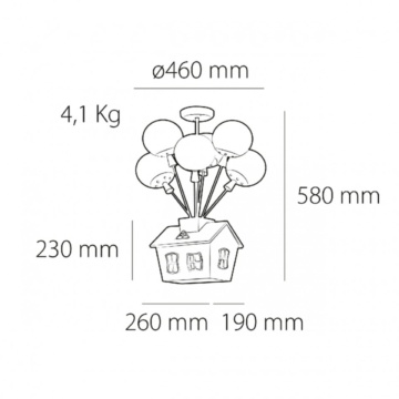 Corp suspendat pentru copii Up Kelektron, multicolor, 58x46x46 cm, 9 x E27, SKU 20 3 06 000 00 0029A