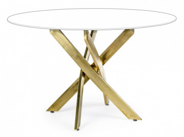 Masa dining pentru 6 persoane din sticla temperata si metal, ∅ 120 cm, George Bizzotto - Img 5