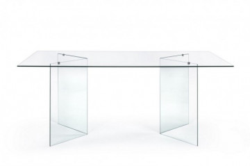 Masa dining pentru 8 persoane transparenta din sticla temperata, 180 cm, Iride Bizzotto - Img 3