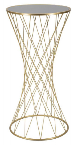 Masuta auxiliara neagra/aurie din sticla temperata si metal, 100 cm, Tower Mauro Ferretti