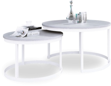 Măsuță de cafea 2in1 OKIN – 75x75x43 cm – Alb / Beton – imagine de produs din seria de prezentare