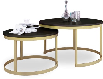 Măsuță de cafea 2in1 OKIN – 75x75x43 cm – Auriu / Negru – fotografie de produs pe fundal neutru