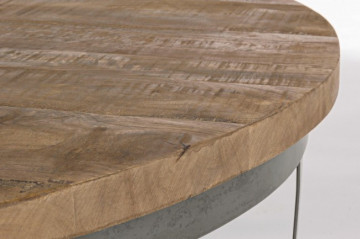 Masuta de cafea maro/gri din lemn de Mango si metal, ∅ 90 cm, Narvik Bizzotto - Img 3