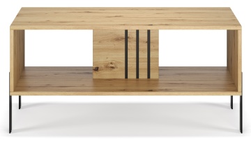 Măsuță de cafea Nexo ADRK stejar artisan vedere frontală cu design modern și accente negre