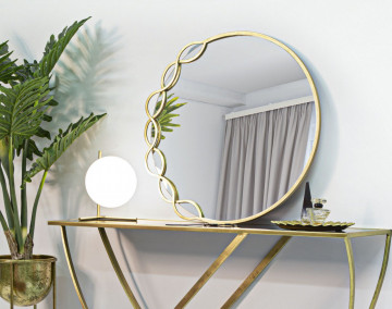 Oglinda decorativa aurie cu rama din metal, ∅ 73,5 cm, Glam Eleonor Mauro Ferretti - Img 6