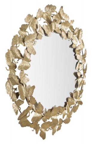 Oglinda decorativa aurie cu rama din metal, ∅ 87 cm, Glam Butterflies Mauro Ferretti - Img 5