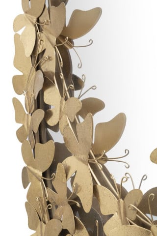 Oglinda decorativa aurie cu rama din metal, 59x89,5x3 cm, Butterflies Mauro Ferretti - Img 3