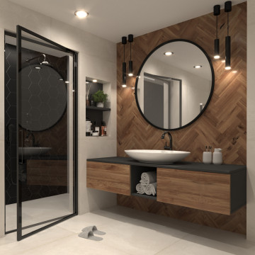 Oglindă Grace Round Mirror 100cm – Negru