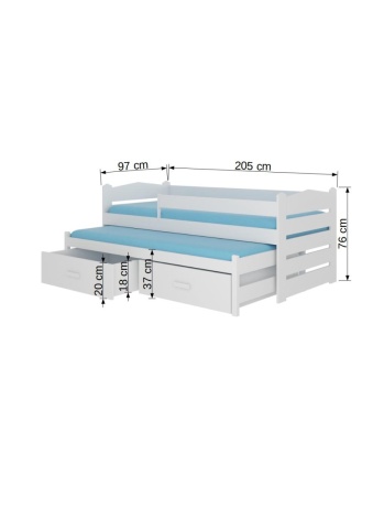 Pat copii, triplu, cu sertare, Tiarro 2, ADRK Furniture - Img 12