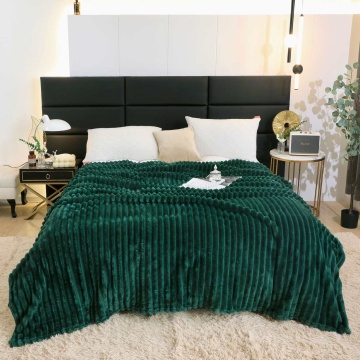 Patura Cocolino simpla, model dungi in relief, 200x230 cm, verde inchis, PJ-62