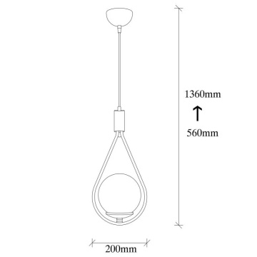 Pendul, soclu E27, Max 40W, culoare negru, metal / sticla, 536NTD1133 - Img 2