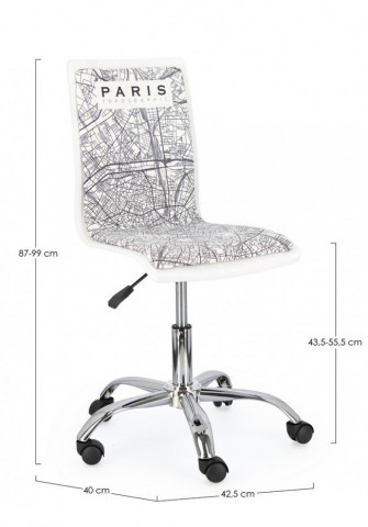 Scaun de birou ajustabil alb/negru din piele ecologica si metal, Young Paris Bizzotto - Img 2
