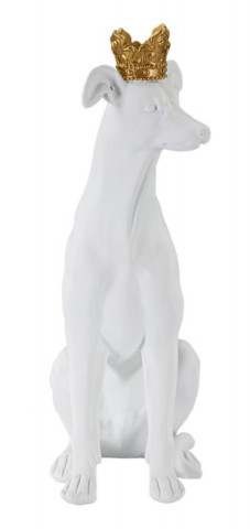 Sculptura caine alb din polirasina, 20x12,5x33 cm, Crowned Dog Mauro Ferretti - Img 3