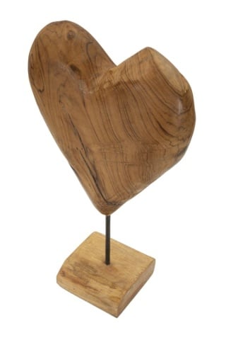 Sculptură Cuore din Teak Reciclat, 25x12x45 cm, Mauro Ferretti - Img 3