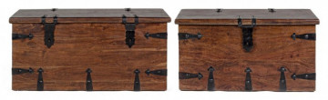 Set 2 cufere pentru depozitare maro din lemn de Acacia, 102 - 83 cm, Jaipur Bizzotto - Img 3