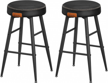 Set 2 scaune bar, Ø 33 cm, piele ecologica / metal, negru, Vasagle - Img 1