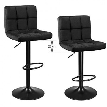 Set 2 scaune bar, reglabile, diametru 41 cm, catifea / metal, negru, Songmics - Img 5