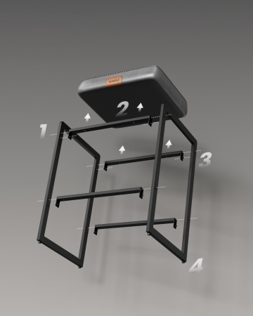 Set 2 scaune de bar, 45 x 38 x 66 cm, metal / piele ecologica, negru / gri, Vasagle - Img 5