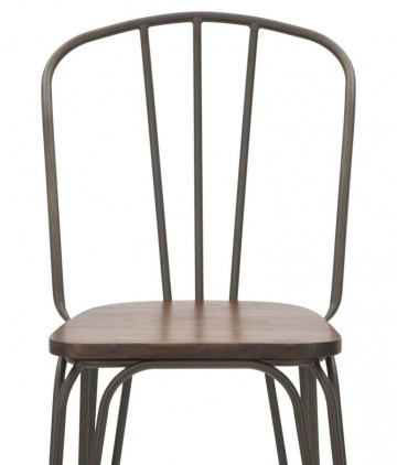 Set 2 scaune de bar maro/gri inchis din lemn de Ulm si metal, Harlem Mauro Ferretti - Img 5