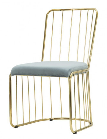 Set 2 scaune dining aurii din metal si catifea, 56 x 47 x 82 cm, Cage Mauro Ferreti - Img 3