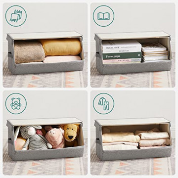 Set 4 cutii depozitare versatile, metal / textil, gri, Songmics - Img 5