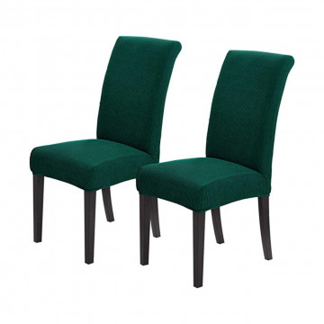 Set 6 huse elastice pentru scaun, catifea, verde inchis, HCJS-03 - Img 2