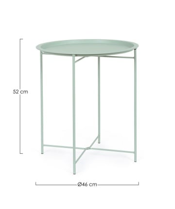 Set 8 masute pentru gradina cu blat detasabil, metal, verde menta, Ø 46x52 cm, Wissant Yes - Img 2