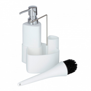 Set dispenser detergent lichid si perie de vase in suport, Wenko Empire - Img 8