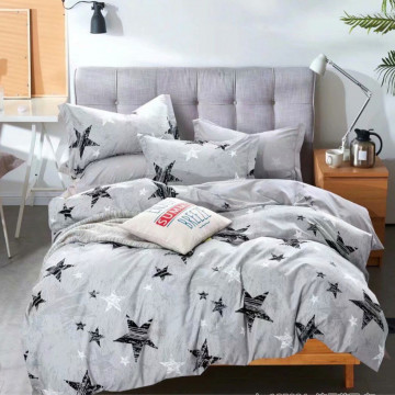 Set Lenjerie de Pat cu Elastic, Tesatura Tip Finet, 6 Piese, Pat 2 Persoane, Gri, FNJE-104