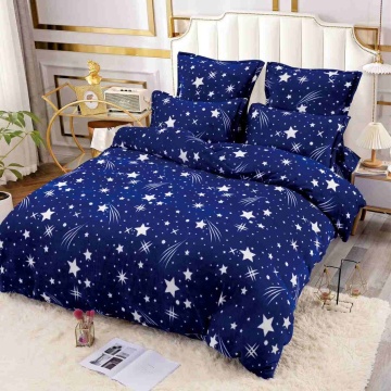 Set lenjerie pufoasa cocolino cu 2 fete, pat 2 persoane, 6 piese, albastru inchis, LCJ6-86