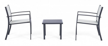Set mobilier gradina 3 piese gri antracit/alb din stofa si metal, Auri Bizzotto - Img 3