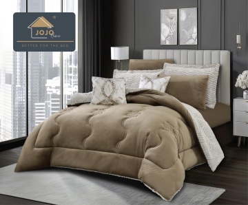 Set Pat 6 Piese Catifea & Blăniță Artificială Bej | Pilota Dublă Reversibilă | Jo-Jo Home