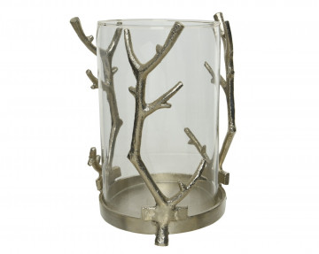 Suport de lumanare Branches, Decoris, 16x21.5 cm, aluminiu, argintiu - Img 1