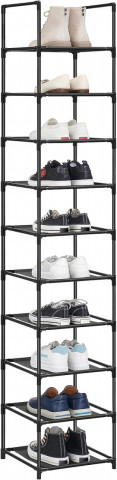 Suport pantofi, 33 x 33 x 173 cm, metal / textil, negru, Songmics - Img 5