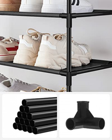Suport pantofi cu 10 rafturi, metal / textil, negru, Songmics - Img 6