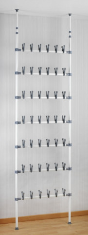 Suport pentru incaltaminte Wenko Atlas, 42 perechi, reglabil, 100 x 68.5 cm, metal/polipropilena, alb/gri - Img 8