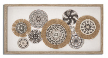 Tablou decorativ maro din lemn de Pin si panza, 70x2,8x35 cm, Marcy-B Mauro Ferretti - Img 1