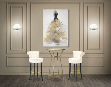 Tablou decorativ multicolor din lemn de Brad si panza, 80x3x120 cm, Gold Dancer Mauro Ferretti - Img 6