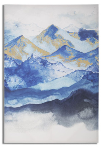 Tablou decorativ multicolor din lemn de Brad si panza, 80x3x120 cm, Mountains Mauro Ferretti - Img 1