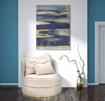 Tablou decorativ multicolor din lemn de Pin si panza, 60x2,7x80 cm, Dark Blue Mauro Ferretti - Img 5