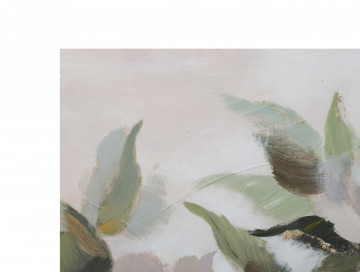 Tablou decorativ multicolor din lemn de Pin si panza, 80x3,7x100 cm, White Flowers Mauro Ferretti - Img 2