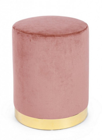 Taburet rotund roz din catifea, 35 cm, Lucilla Bizzotto - Img 1