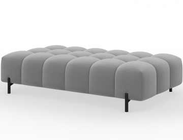 Taburet Tapitat cu Picioare Ferivo, 140x70x40cm, gri plush – Royal 18
