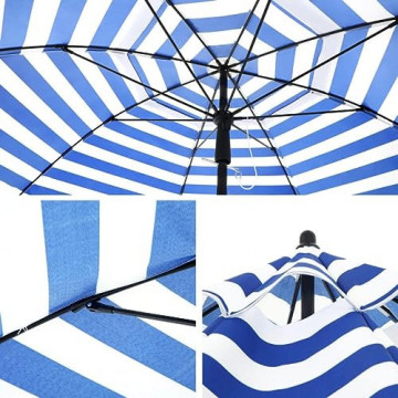 Umbrela de gradina albastra/alba din poliester si metal, ∅ 160 cm, Vasagle - Img 7