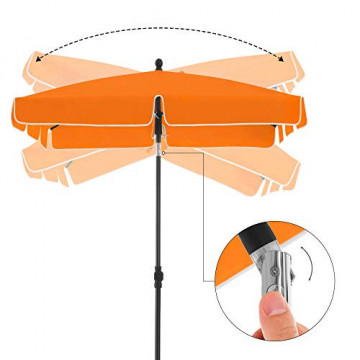 Umbrela de gradina portocalie din poliester si metal, 200x125 cm, Vasagle - Img 8