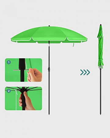 Umbrela de gradina verde din poliester si metal, ∅ 160 cm, Vasagle - Img 5